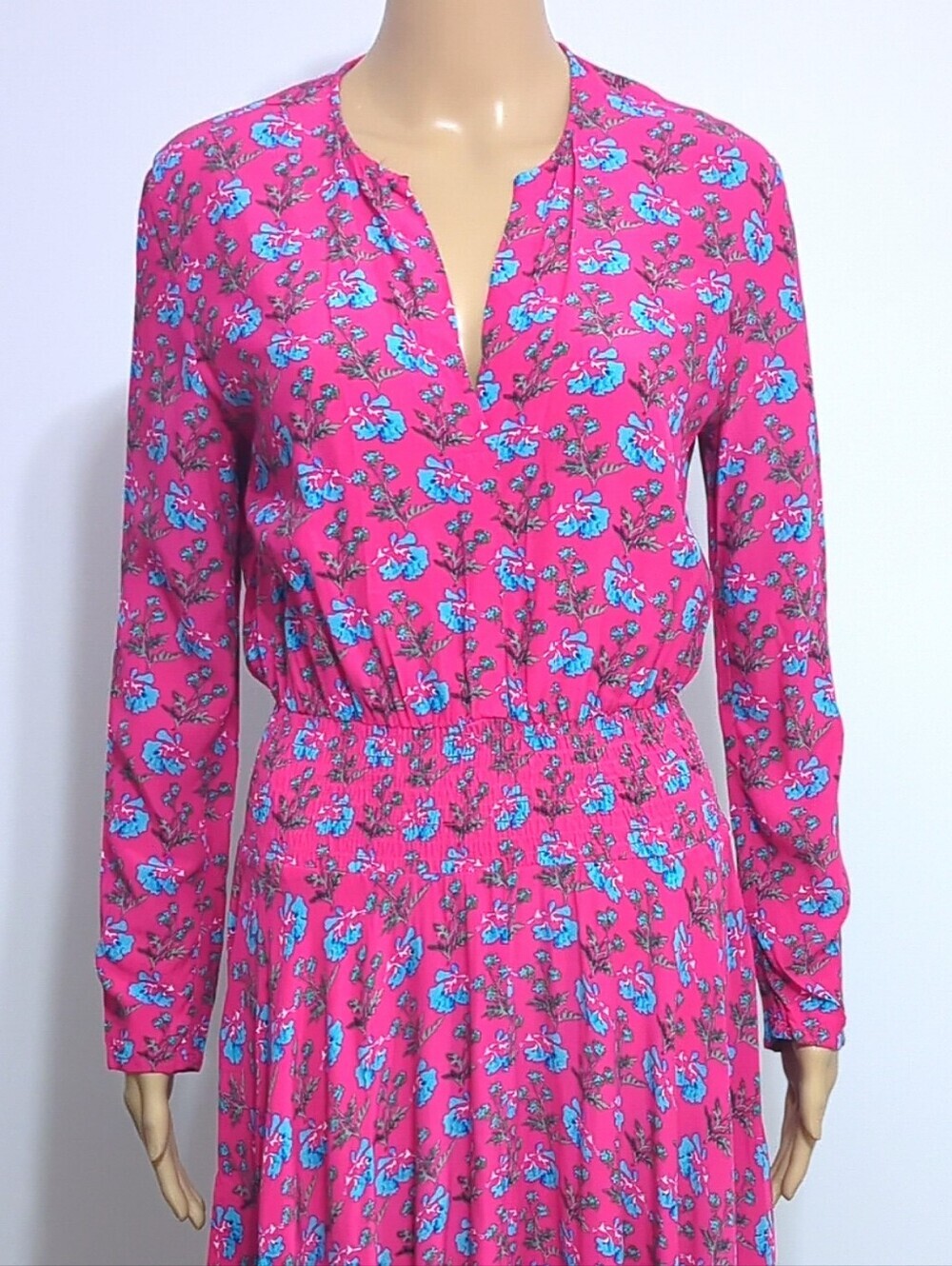Maje Rayina Floral Asymmetrical Midi Dress Pink Romantic Resort Size S - Picture 5 of 8